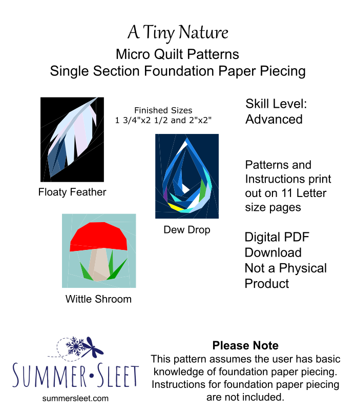 3 pdf Micro Quilt Patterns bundle (Digital Downloads)