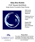 Little Blue Bubble and Baby Blue Bubble Quilt Block Patterns, Single Section FPP (PDF Download)