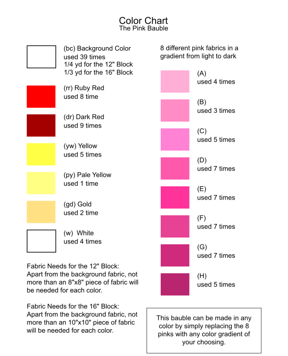 The Pink Bauble FPP Quilt Block Pattern, 12" & 16" Square, Christmas Ornament (PDF Download)