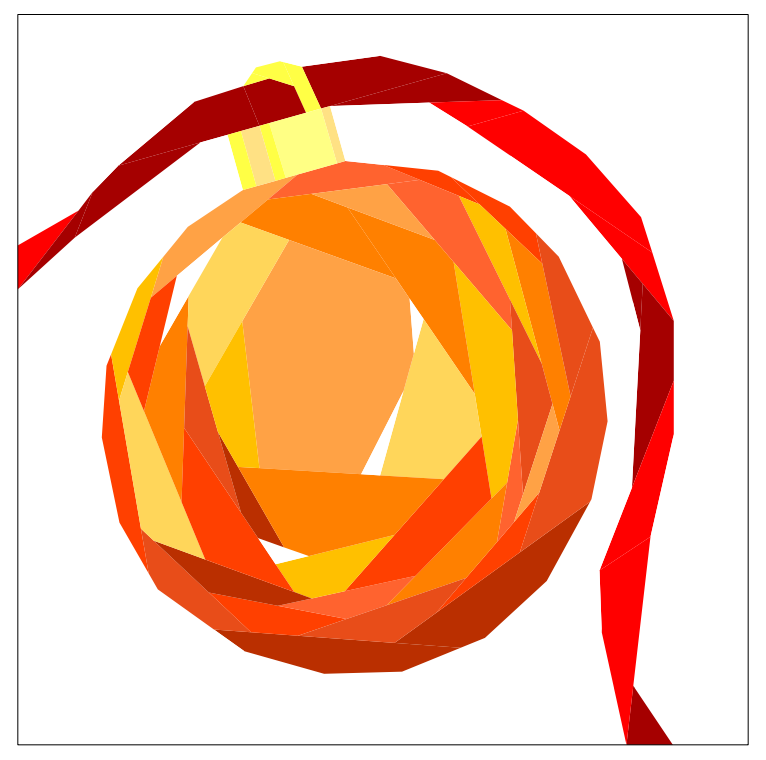 The Orange Bauble FPP Quilt Block Pattern, 12" & 16" Square, Christmas Ornament (PDF Download)