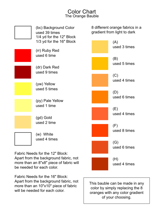 The Orange Bauble FPP Quilt Block Pattern, 12" & 16" Square, Christmas Ornament (PDF Download)