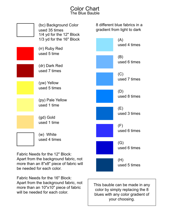 The Blue Bauble FPP Quilt Block Pattern, 12" & 16" Square, Christmas Ornament (PDF Download)