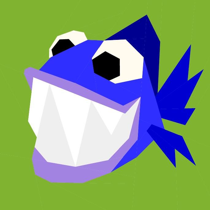 Piranha Fish Quilt Block Pattern, Foundation Paper Piecing (PDF Download)