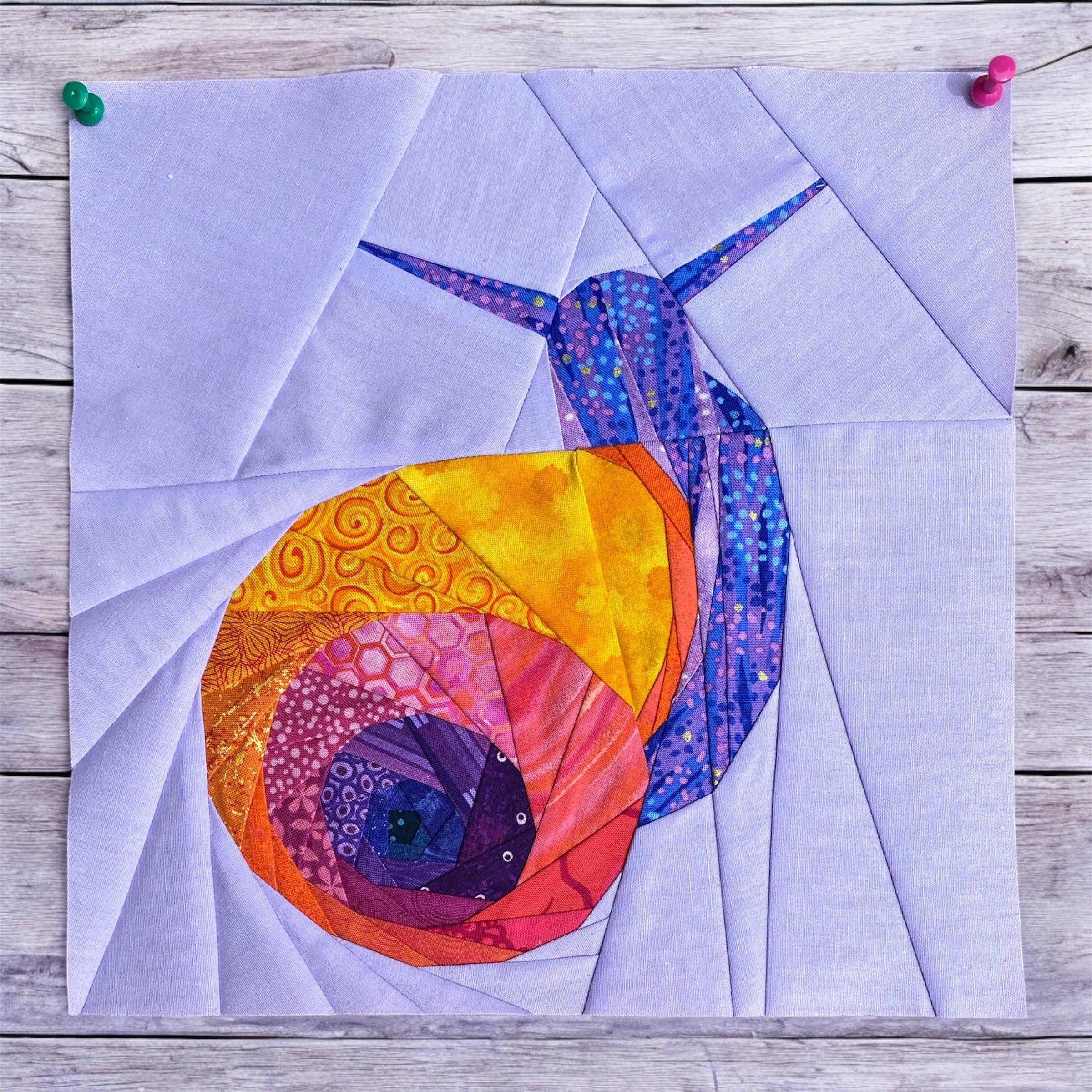 Sunny Snail Quilt Block Pattern, Foundation Paper Piecing (PDF Download)