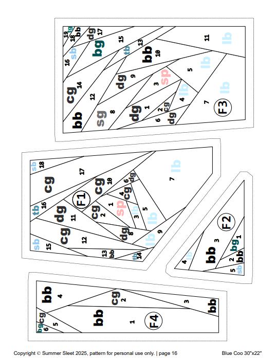 Blue Coo Wall Quilt Pattern, Foundation Paper Piecing (PDF Download)
