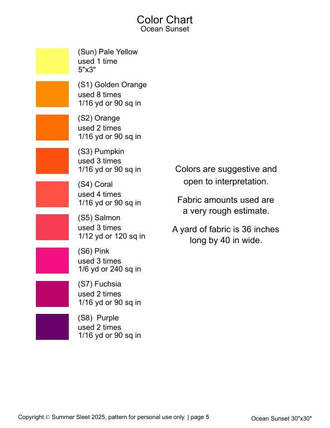 Ocean Sunset Wall Quilt Pattern, Foundation Paper Piecing (PDF Download)