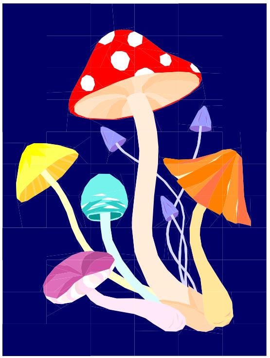 Fanciful Fungi Quilt Pattern (Twin Size), Foundation Paper Piecing (Digital Download)